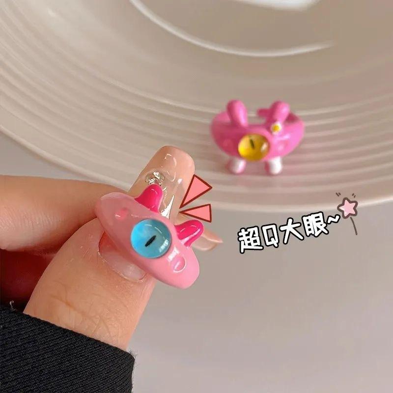 Little Monster Collection ~ Cute One-Eye Monster Ring Ins Student Niche Design Unique Open Ring