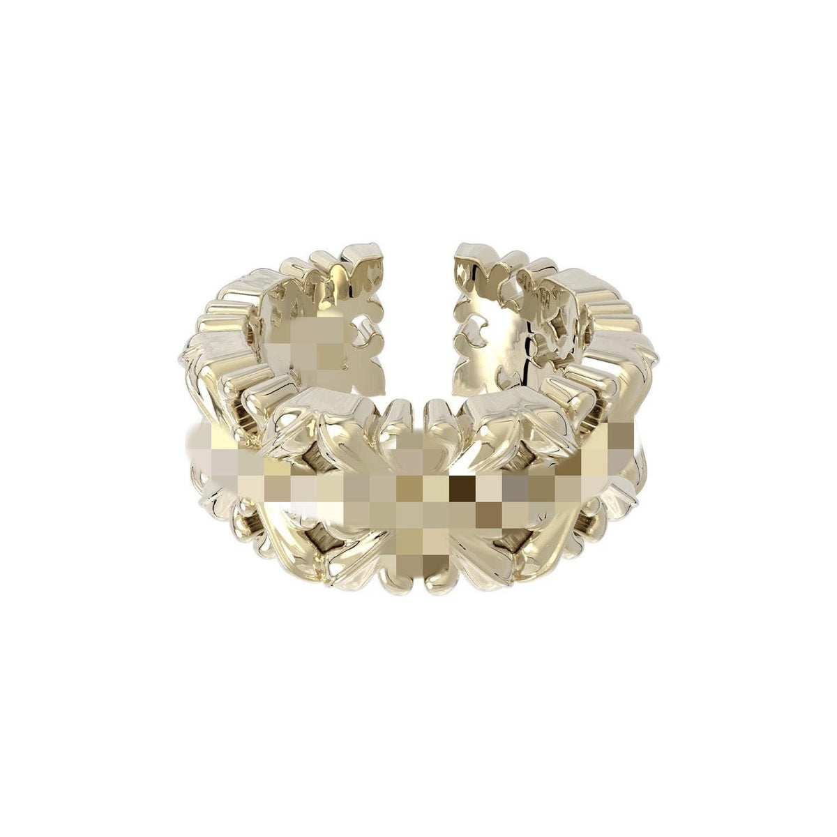 Three Horizontal Same Style Jewelry Iris Flower Ring Light Titanium Lace Hollow Cross Maillard Light Luxury Niche Wholesale