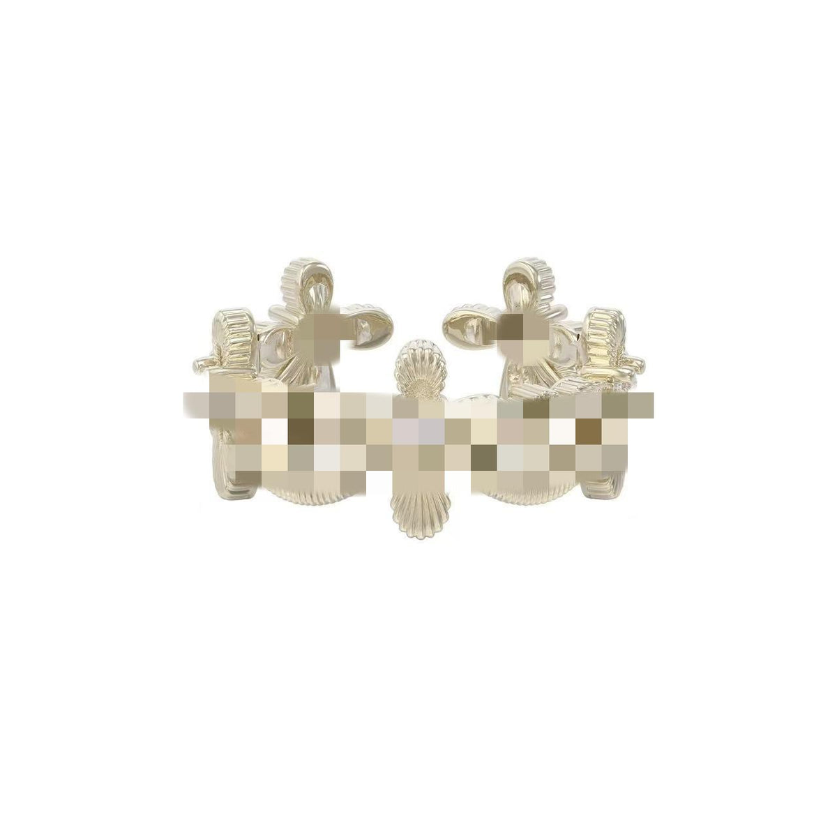 Three Horizontal Same Style Jewelry Iris Flower Ring Light Titanium Lace Hollow Cross Maillard Light Luxury Niche Wholesale