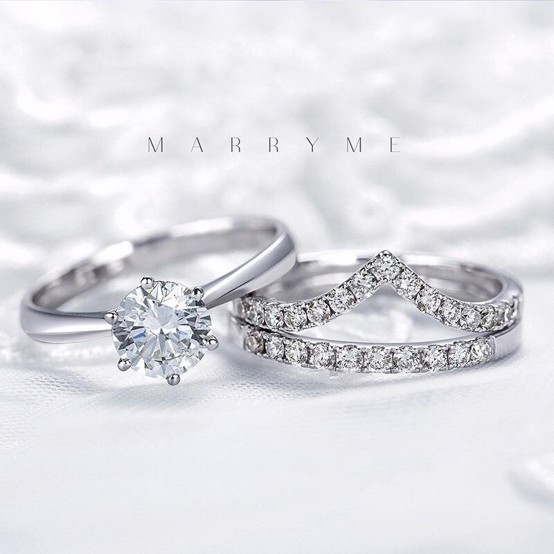 Tiktok Live Broadcast V-Shaped Simulation Moissanite Diamond Ring Stackable One-Word Row Diamond Ring Simple Open Mouth Tail Ring for Women