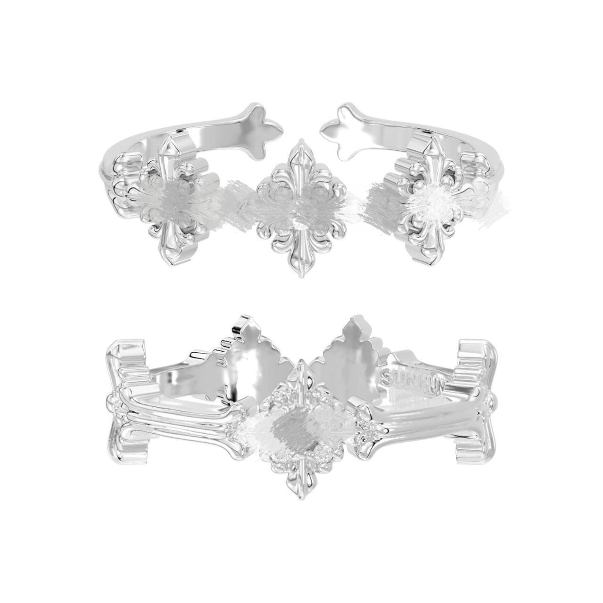 Sanqi Jewelry Same Style Complicated Iris Flower Ring Women's Combination Design Sense Light Luxury Jewelry French Retro Wholesale