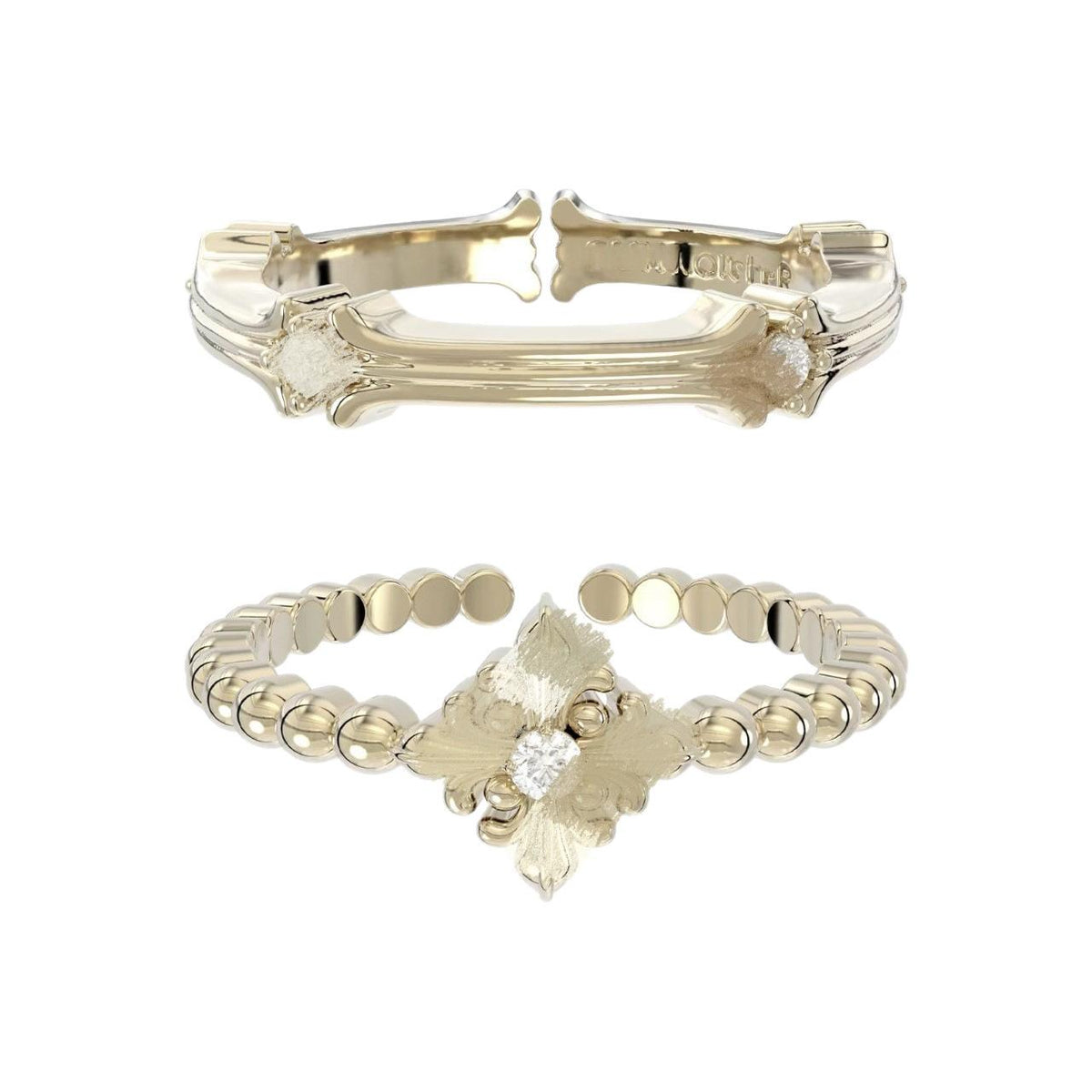 Sanqi Jewelry Same Style Complicated Iris Flower Ring Women's Combination Design Sense Light Luxury Jewelry French Retro Wholesale