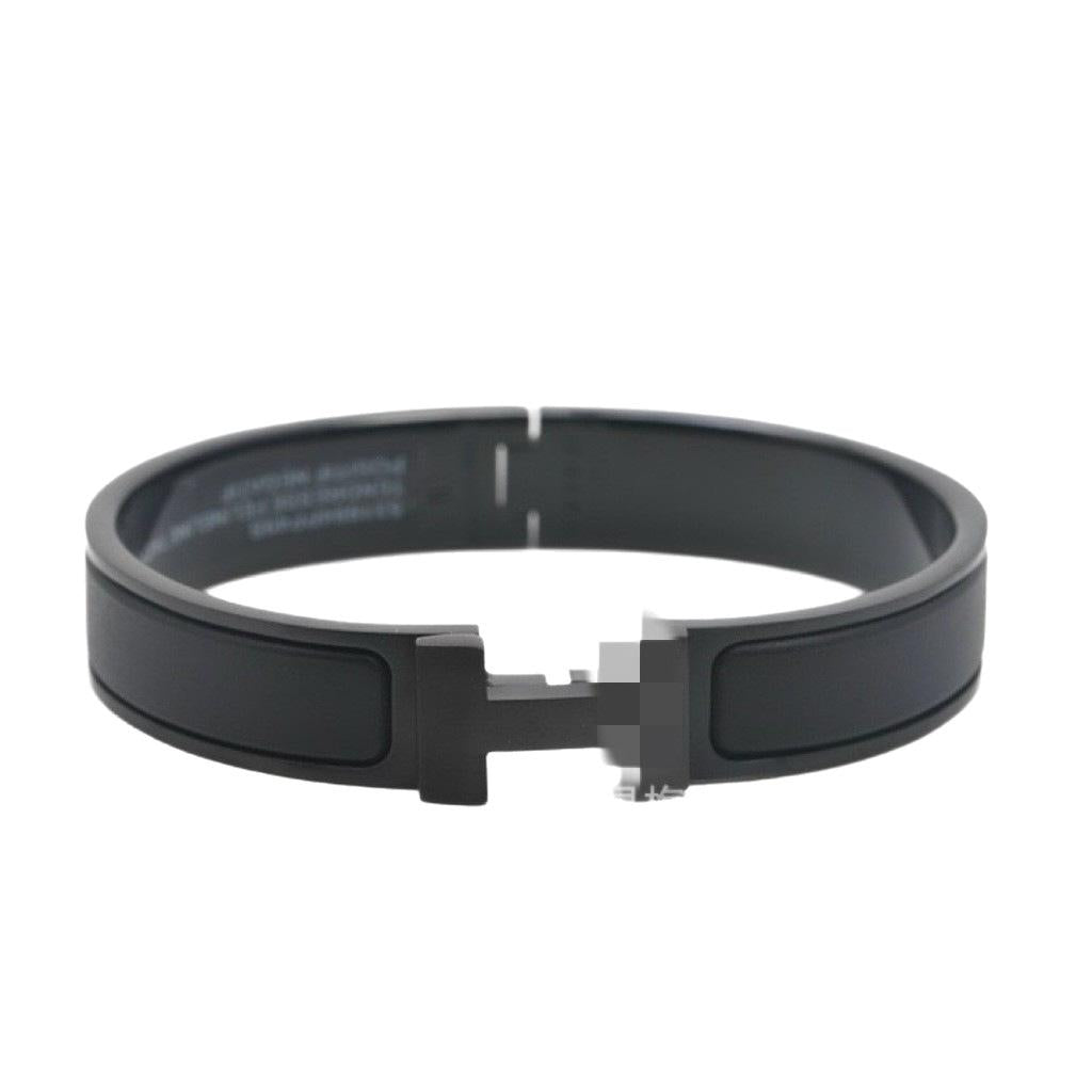 High Version AIMA Black Warrior H Bracelet Cross-Border Men and Women Couple Frosted Light Luxury All-Match Black Enamel Bracelet Wholesale
