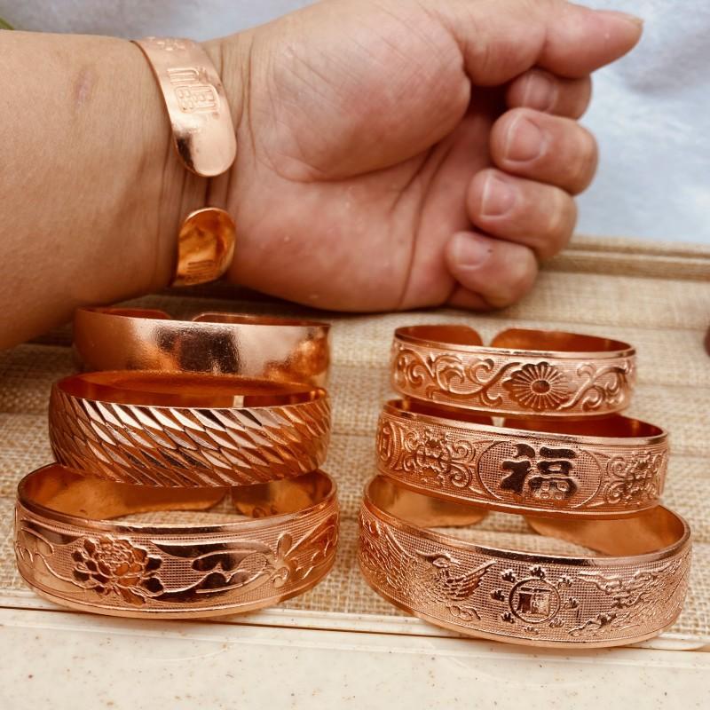 Pure Copper Bracelet 1.5cm Red Copper Large Bracelet Handmade Men's and Women's Red Copper Brass Glossy Thickened Copper Bracelet