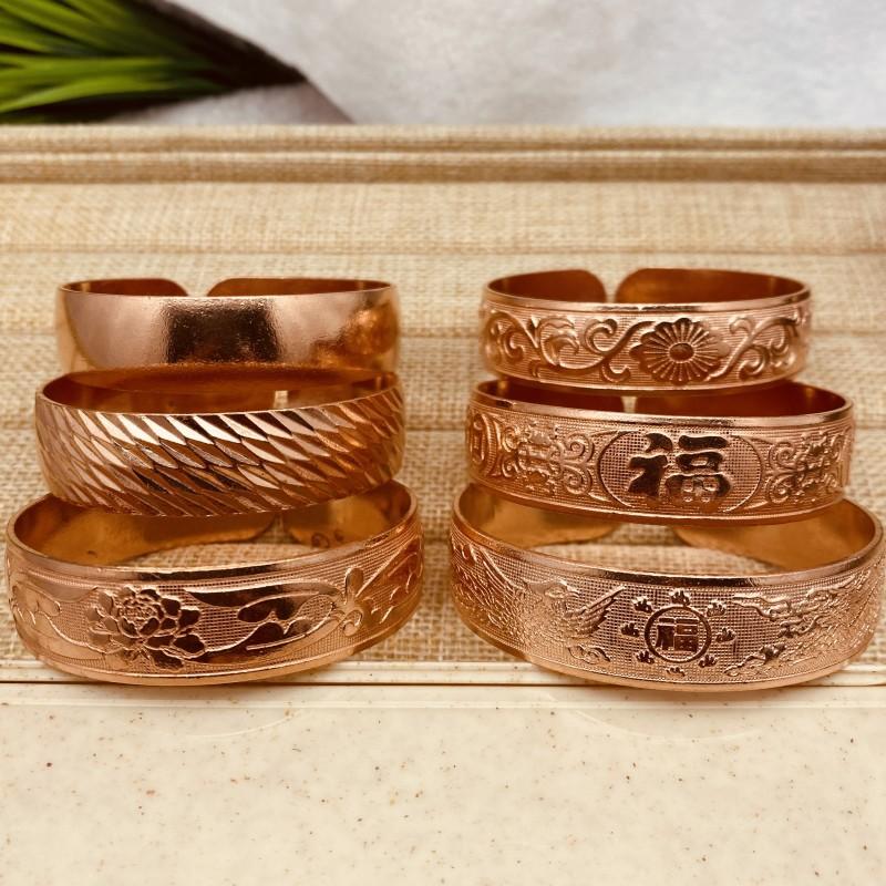 Pure Copper Bracelet 1.5cm Red Copper Large Bracelet Handmade Men's and Women's Red Copper Brass Glossy Thickened Copper Bracelet