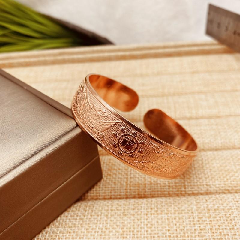 Pure Copper Bracelet 1.5cm Red Copper Large Bracelet Handmade Men's and Women's Red Copper Brass Glossy Thickened Copper Bracelet