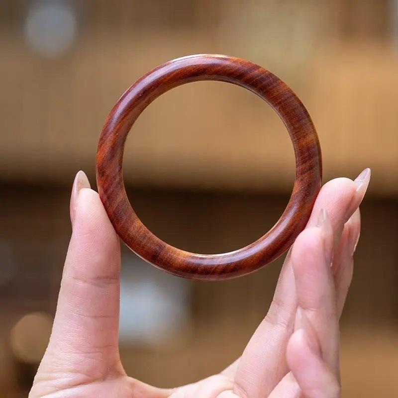 Popular Mount Tai Old Peach Wood Bracelet Pure Log Women's Bracelet Natural Raw Wood round Bracelet Gift Simple Plain Ring
