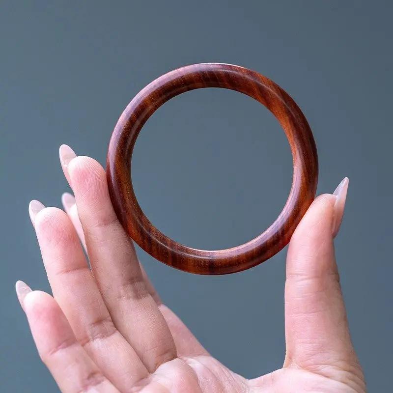 Popular Mount Tai Old Peach Wood Bracelet Pure Log Women's Bracelet Natural Raw Wood round Bracelet Gift Simple Plain Ring