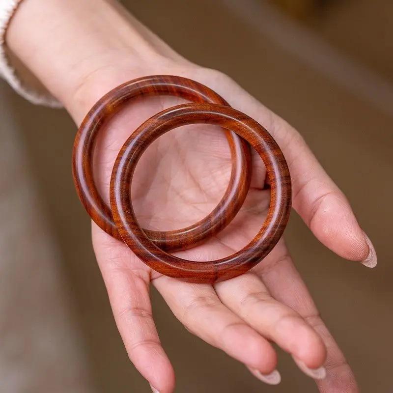 Popular Mount Tai Old Peach Wood Bracelet Pure Log Women's Bracelet Natural Raw Wood round Bracelet Gift Simple Plain Ring