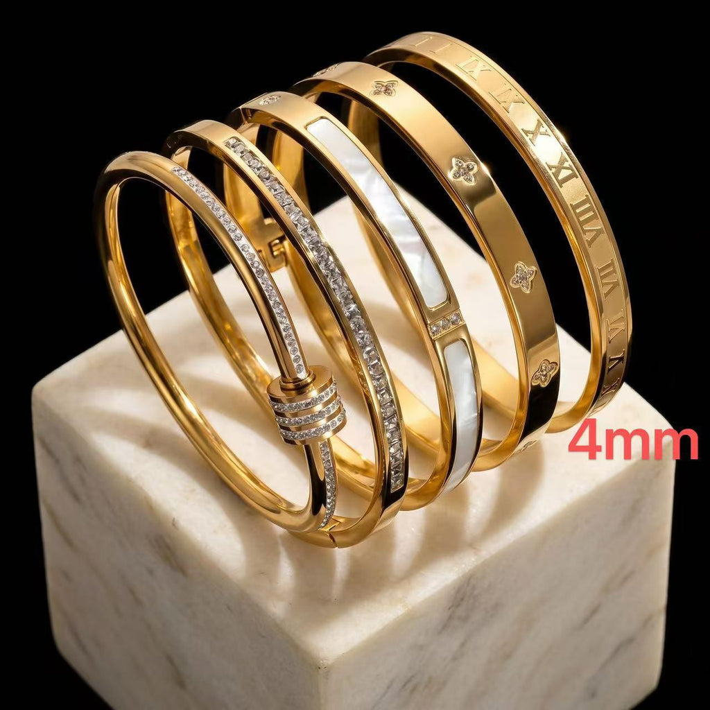 Stainless Steel Bracelet Zircon Titanium Steel Bracelet Female Fashion High Sense Bracelet Niche Temperament All-Match Bracelet Wholesale