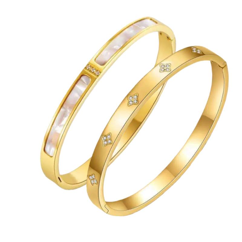 Stainless Steel Bracelet Zircon Titanium Steel Bracelet Female Fashion High Sense Bracelet Niche Temperament All-Match Bracelet Wholesale