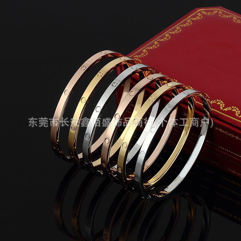 Factory Direct CNC Card Buckle Bracelet Open Love Bracelet Titanium Steel Seiko Version Men's and Women's Bracelet Does Not Fade