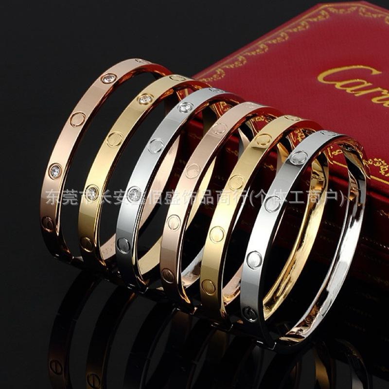 Factory Direct CNC Card Buckle Bracelet Open Love Bracelet Titanium Steel Seiko Version Men's and Women's Bracelet Does Not Fade