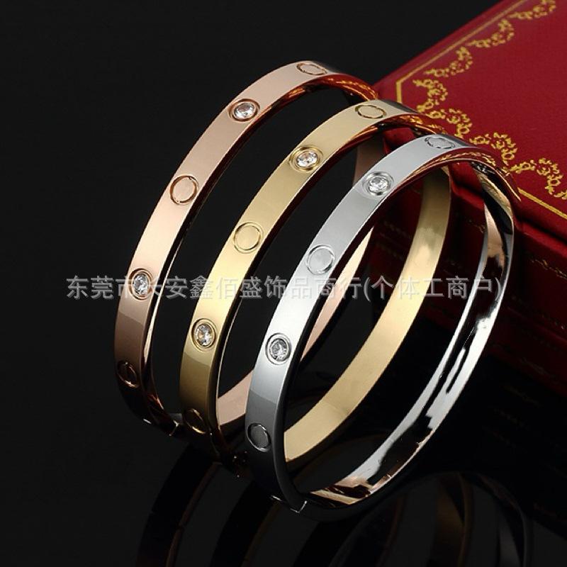 Factory Direct CNC Card Buckle Bracelet Open Love Bracelet Titanium Steel Seiko Version Men's and Women's Bracelet Does Not Fade