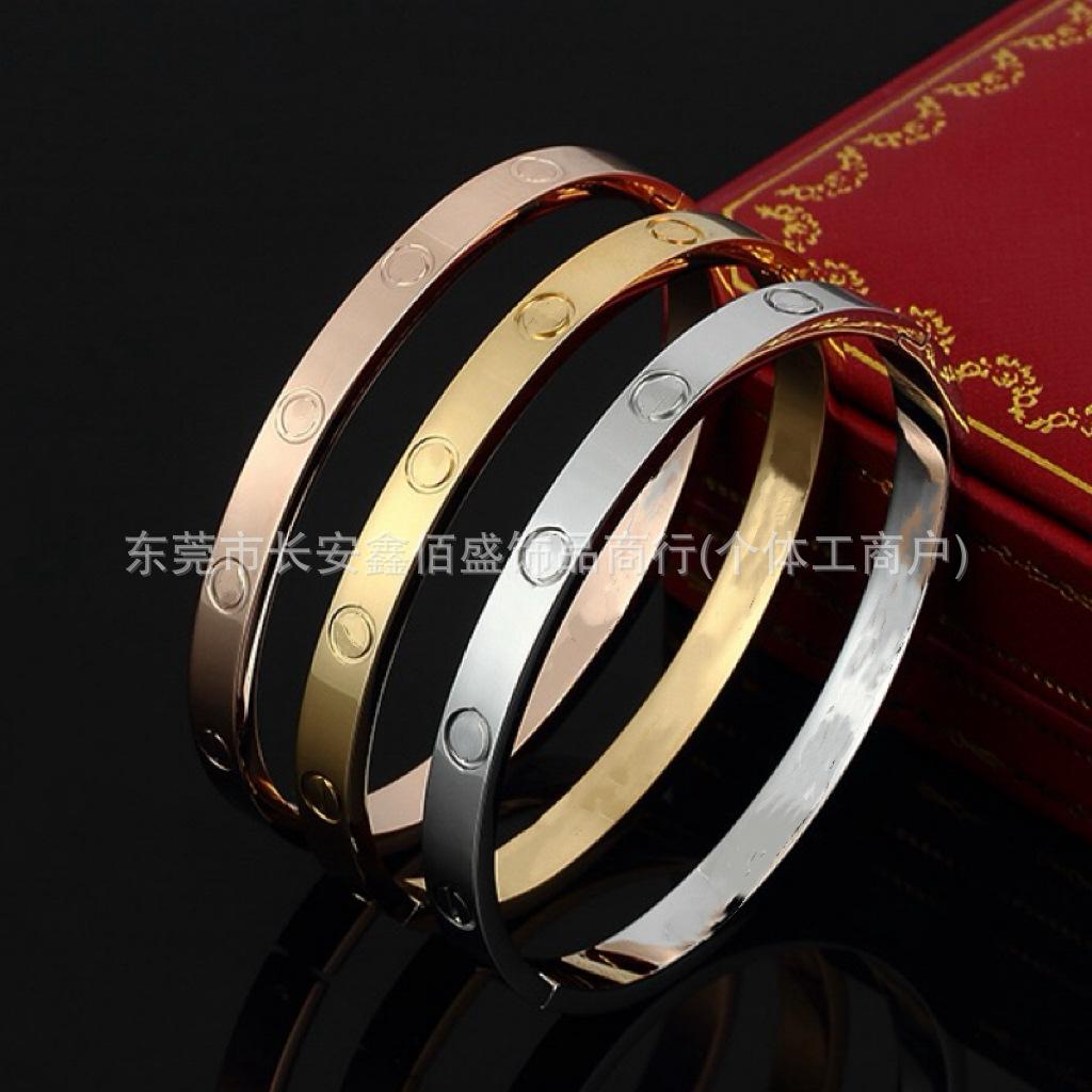 Factory Direct CNC Card Buckle Bracelet Open Love Bracelet Titanium Steel Seiko Version Men's and Women's Bracelet Does Not Fade