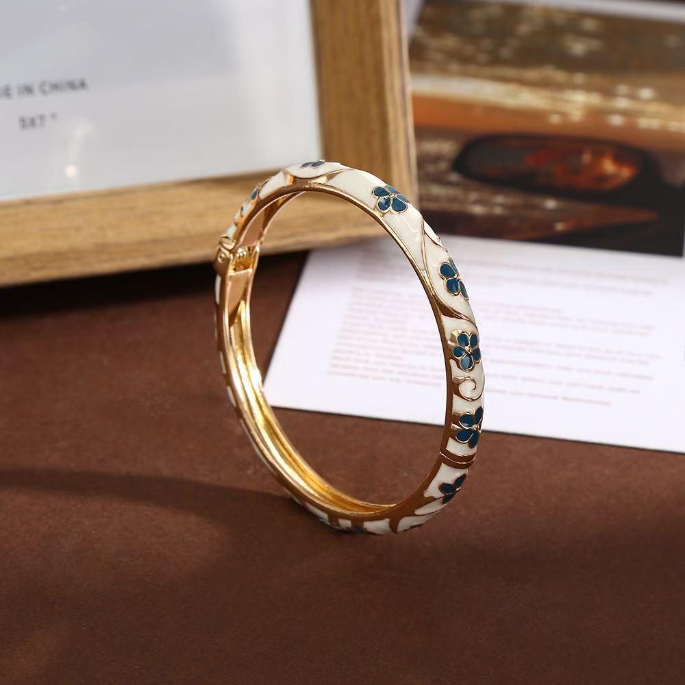 National Style Vintage Bracelet Enamel Painted Simple Style Bracelet Wholesale Dripping Oil Alloy Jewelry Cross-Border Hot Bracelet
