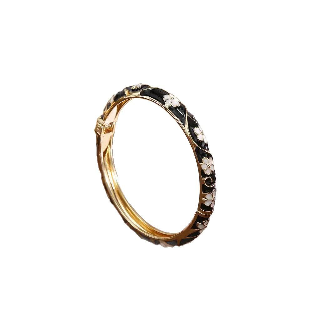 National Style Vintage Bracelet Enamel Painted Simple Style Bracelet Wholesale Dripping Oil Alloy Jewelry Cross-Border Hot Bracelet