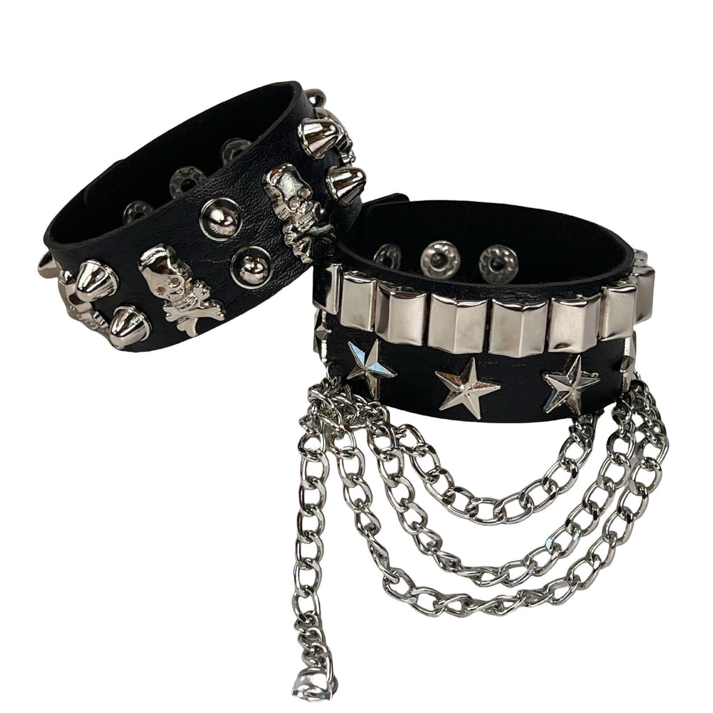Japanese and Korean New Motorcycle Punk PU Leather Rivet Bracelet Personality Skull Hip Hop Bracelet Accessories Hip Hop Bracelet Jewelry