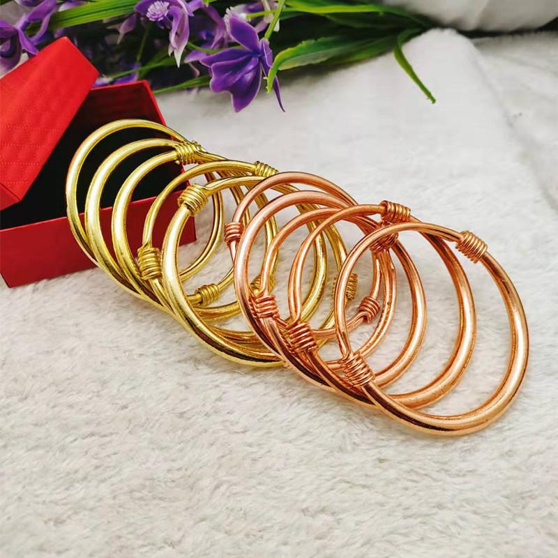 Pure Copper Non-Plated Bracelet Silk-Wrapped Glossy Red Copper Brass Bracelet Ethnic Style Push-Pull Copper Bracelet