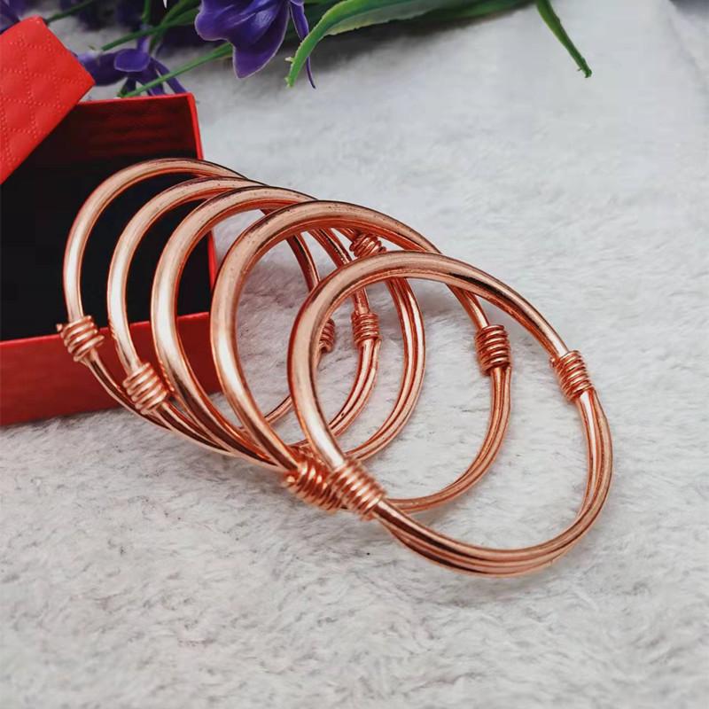 Pure Copper Non-Plated Bracelet Silk-Wrapped Glossy Red Copper Brass Bracelet Ethnic Style Push-Pull Copper Bracelet