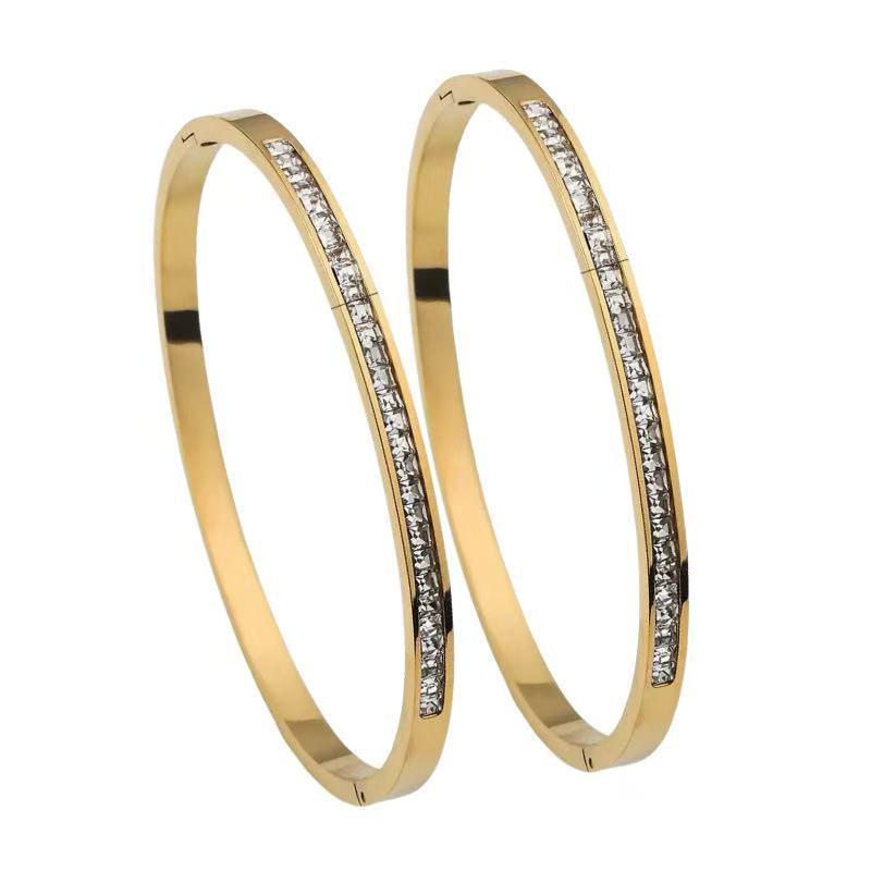 Stainless Steel Bracelet Girls Non-Fading Bracelet Diamond Jewelry Niche Design Sense All-Match Titanium Steel Bracelet Wholesale