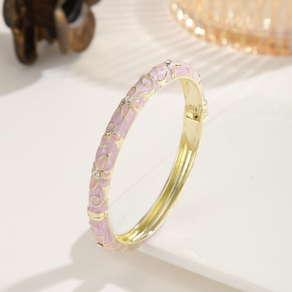 New Cross-Border Clover Open Bracelet Dripping Enamel Diamond-Embedded Summer Clear Wind 11 Color Spot Cross-Border Labeling