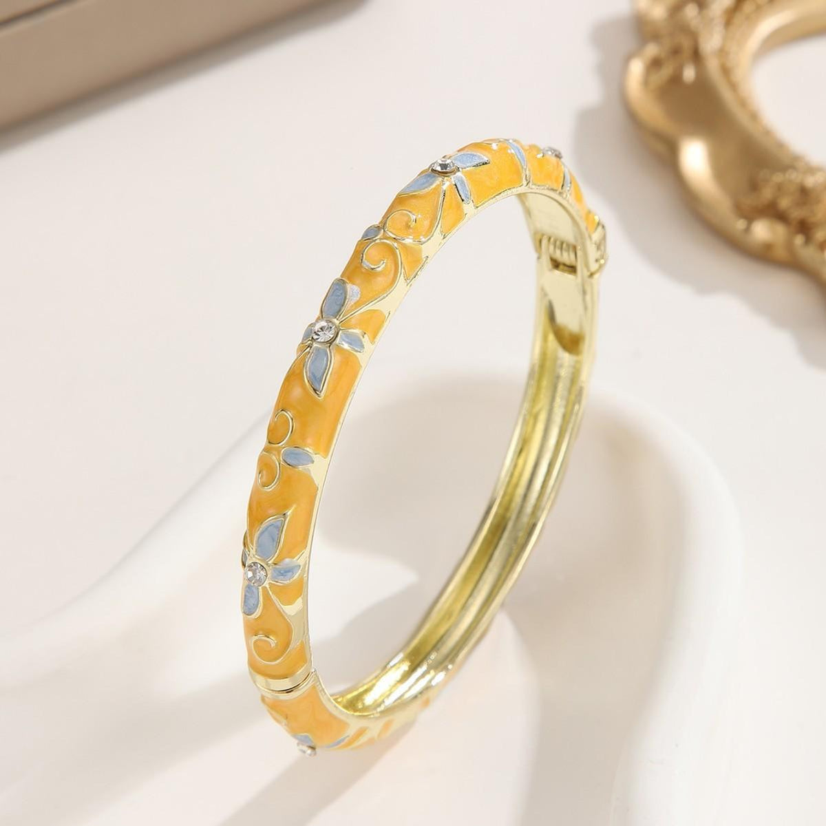 New Cross-Border Clover Open Bracelet Dripping Enamel Diamond-Embedded Summer Clear Wind 11 Color Spot Cross-Border Labeling