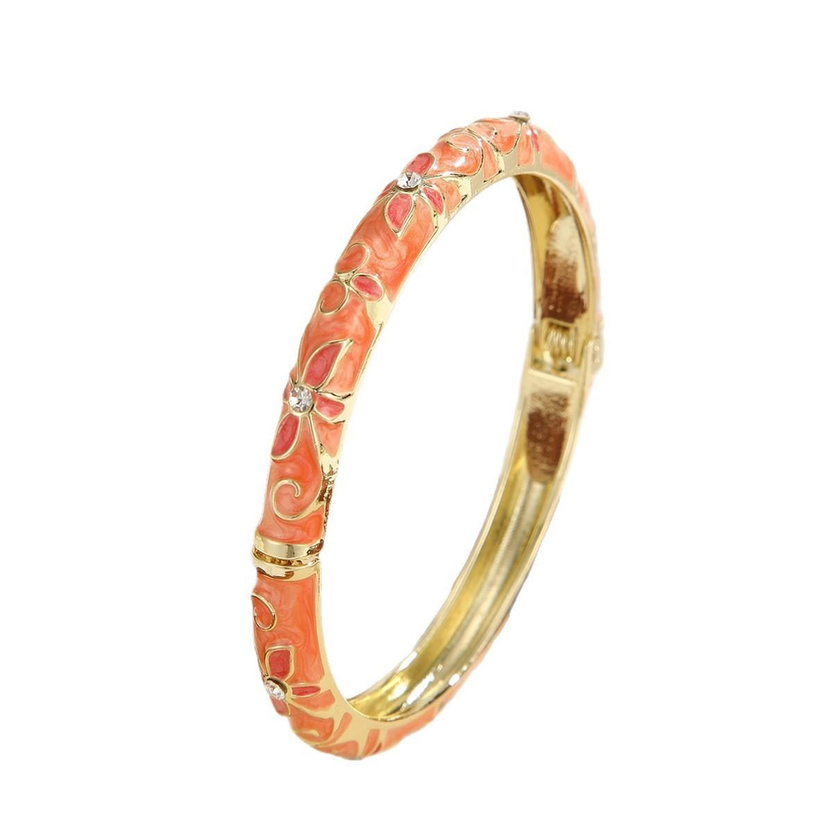 New Cross-Border Clover Open Bracelet Dripping Enamel Diamond-Embedded Summer Clear Wind 11 Color Spot Cross-Border Labeling