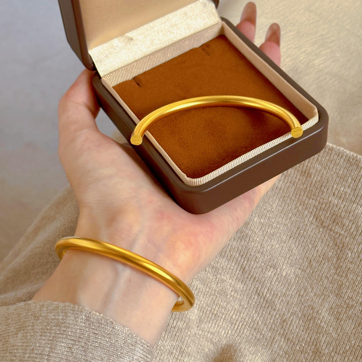 Vietnam Sand Gold Ancient Heritage Solid Bracelet Female Simulation Gold Shop Same Style Plain Ring Gold Bag Copper Bracelet Does Not Fade