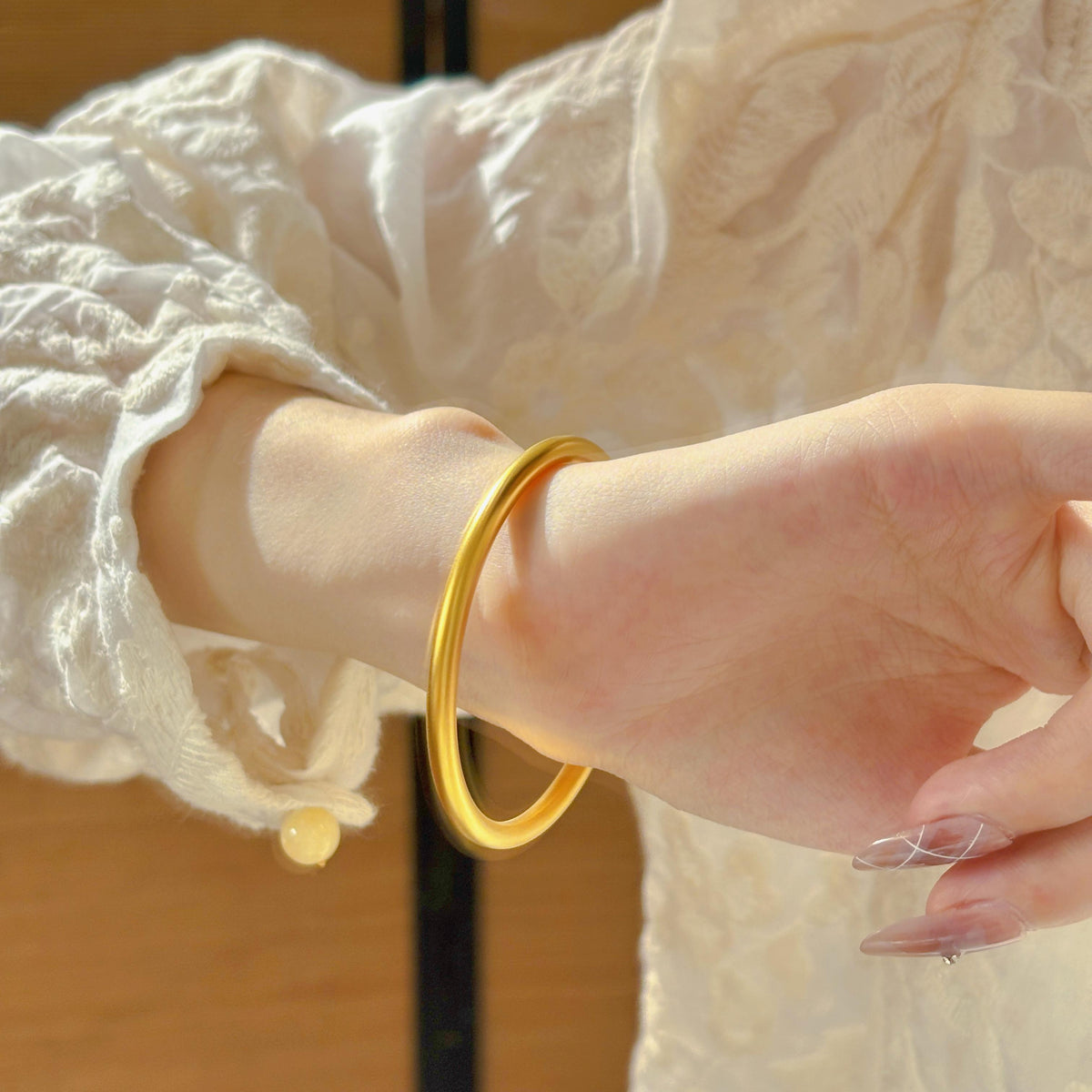 Vietnam Sand Gold Ancient Heritage Solid Bracelet Female Simulation Gold Shop Same Style Plain Ring Gold Bag Copper Bracelet Does Not Fade