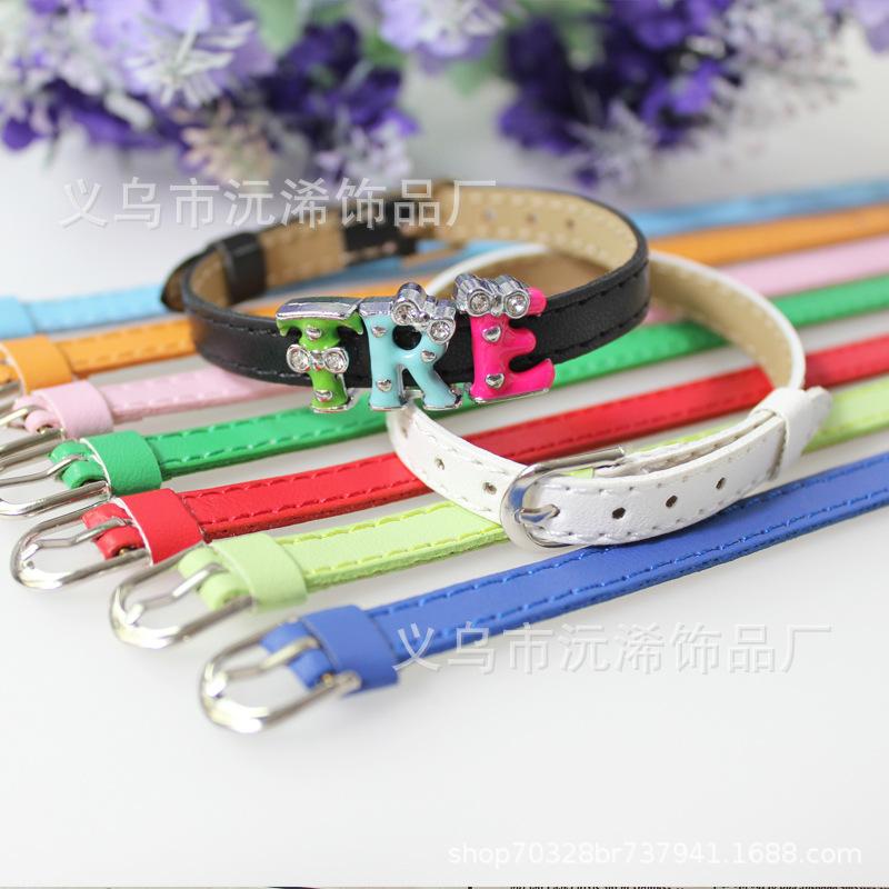 8mm Imitation Leather Wrist Strap PU Leather Bracelet DIY Personality Hand Strap Bracelet Wearable Letters Drop Oil Jewelry Accessories