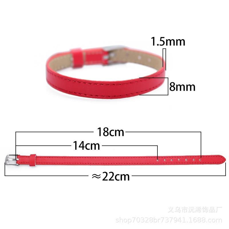 8mm Imitation Leather Wrist Strap PU Leather Bracelet DIY Personality Hand Strap Bracelet Wearable Letters Drop Oil Jewelry Accessories