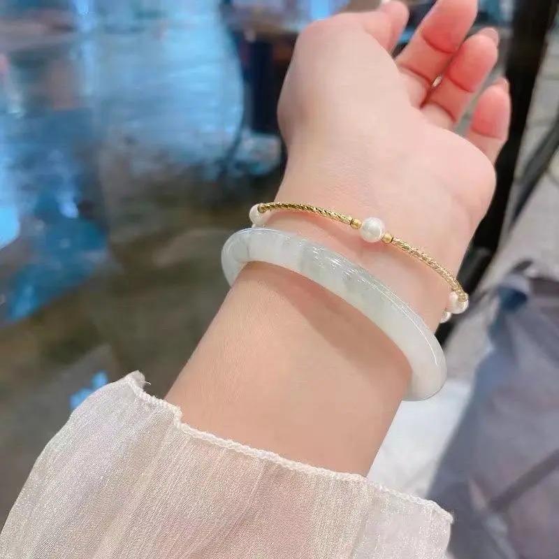 Xinjiang Tianshan Emerald Bracelet Semi-Floating Flower round Bracelet Beauty Bracelet Ins