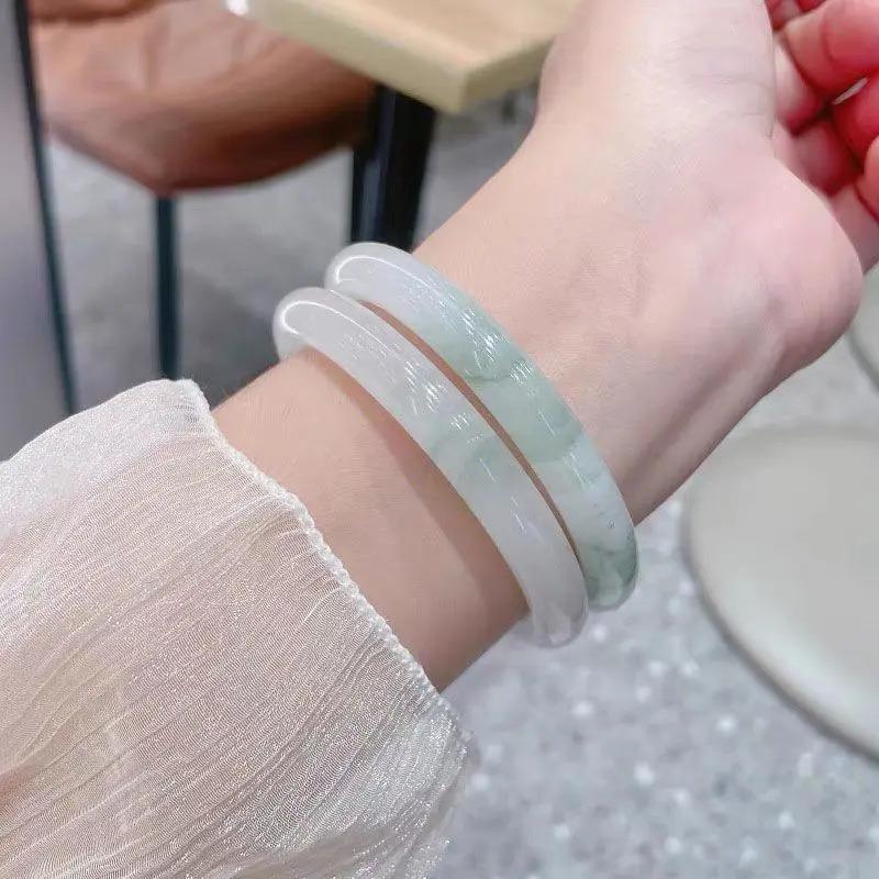 Xinjiang Tianshan Emerald Bracelet Semi-Floating Flower round Bracelet Beauty Bracelet Ins