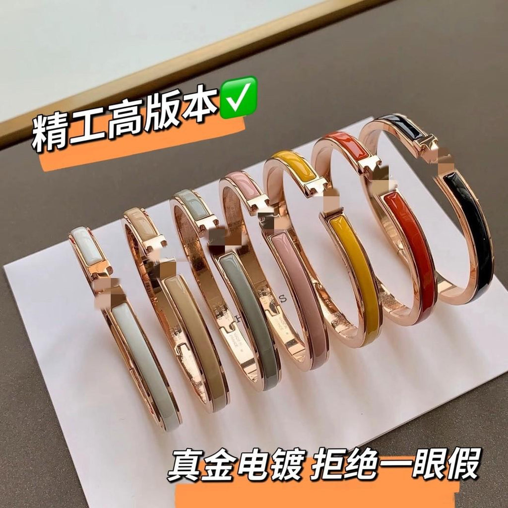 [V Gold High Version High Match] Love H Letter Narrow Bracelet 18K Enamel Light Luxury Bracelet Does Not Fade