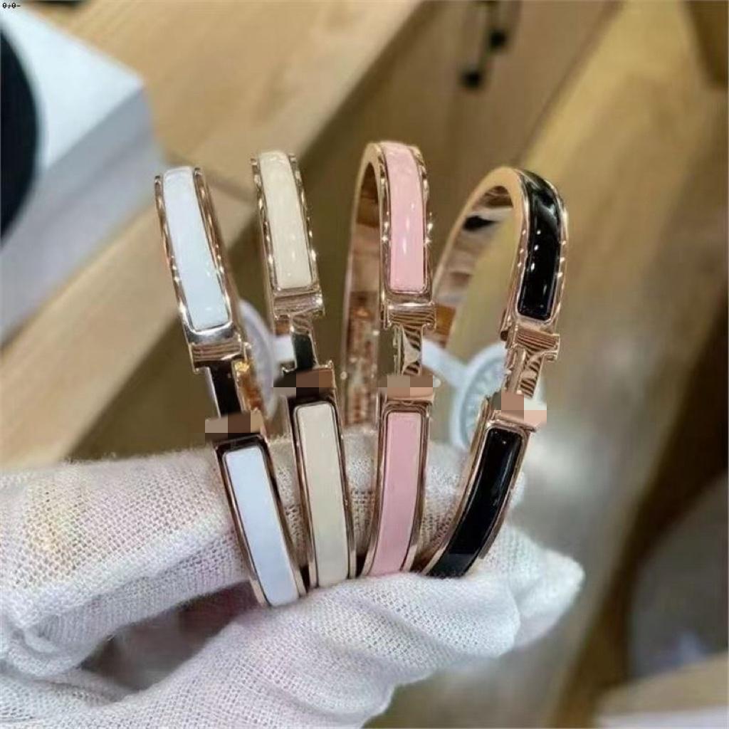 [V Gold High Version High Match] Love H Letter Narrow Bracelet 18K Enamel Light Luxury Bracelet Does Not Fade