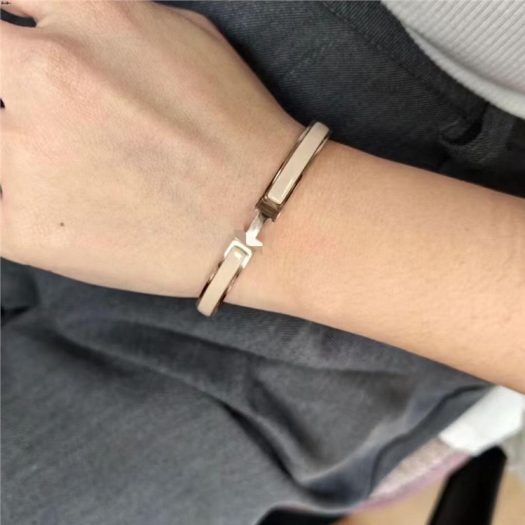 [V Gold High Version High Match] Love H Letter Narrow Bracelet 18K Enamel Light Luxury Bracelet Does Not Fade