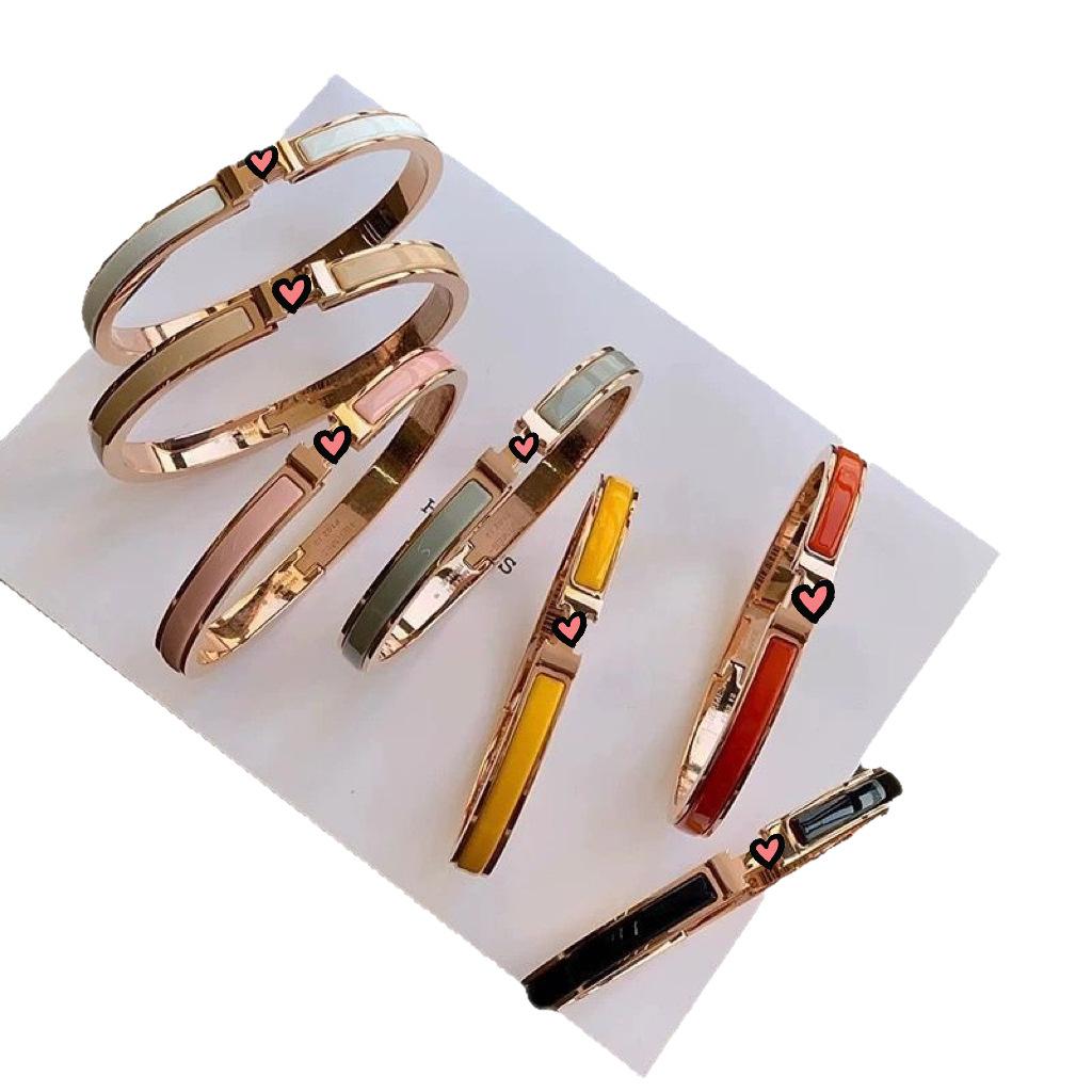 [V Gold High Version High Match] Love H Letter Narrow Bracelet 18K Enamel Light Luxury Bracelet Does Not Fade