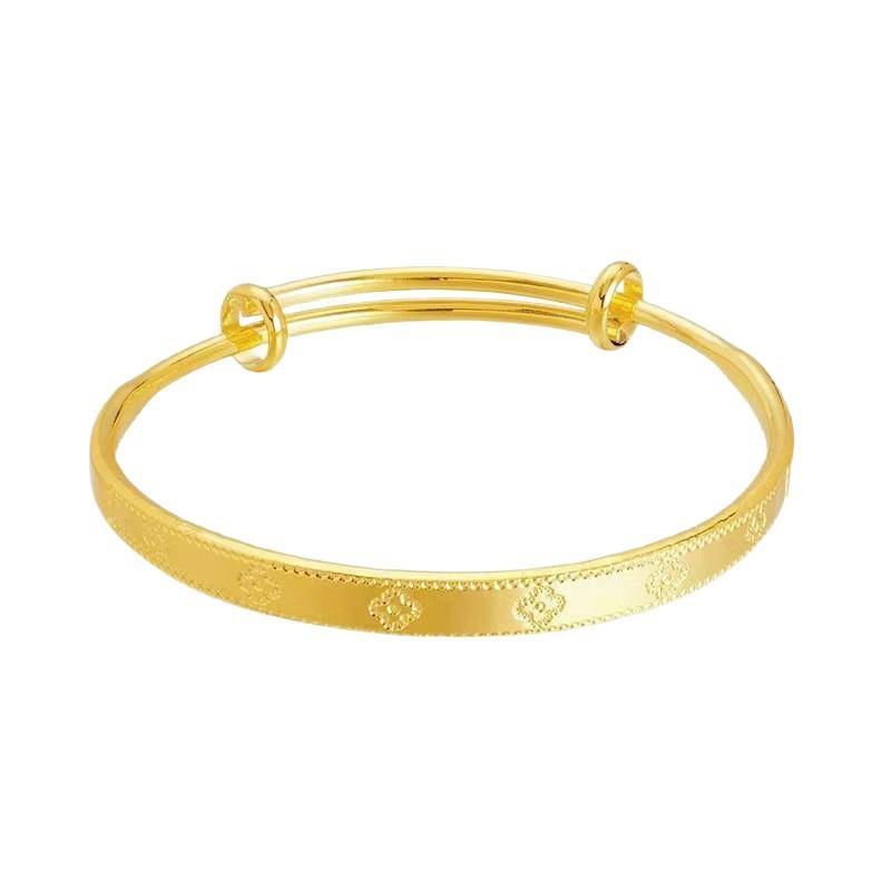 Vietnam Gold Jewelry Lucky Clover Bracelet Female Adjustable Bracelet Summer All-Match Push-Pull Style for Girlfriend
