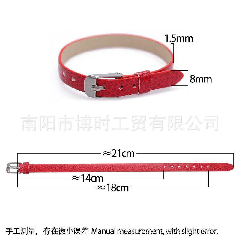 European and American New Bracelet 8Mmpu Snake Pattern Wrist Strap Strap Wearable 8Mmdiy Letter Slide Charms