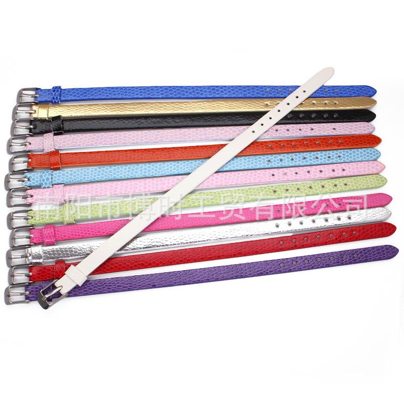 European and American New Bracelet 8Mmpu Snake Pattern Wrist Strap Strap Wearable 8Mmdiy Letter Slide Charms