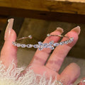 Wheat Ear Bow Bracelet Women's High-Grade Zircon Bracelet Open Silver Bracelet Light Luxury Niche Exquisite Jewelry