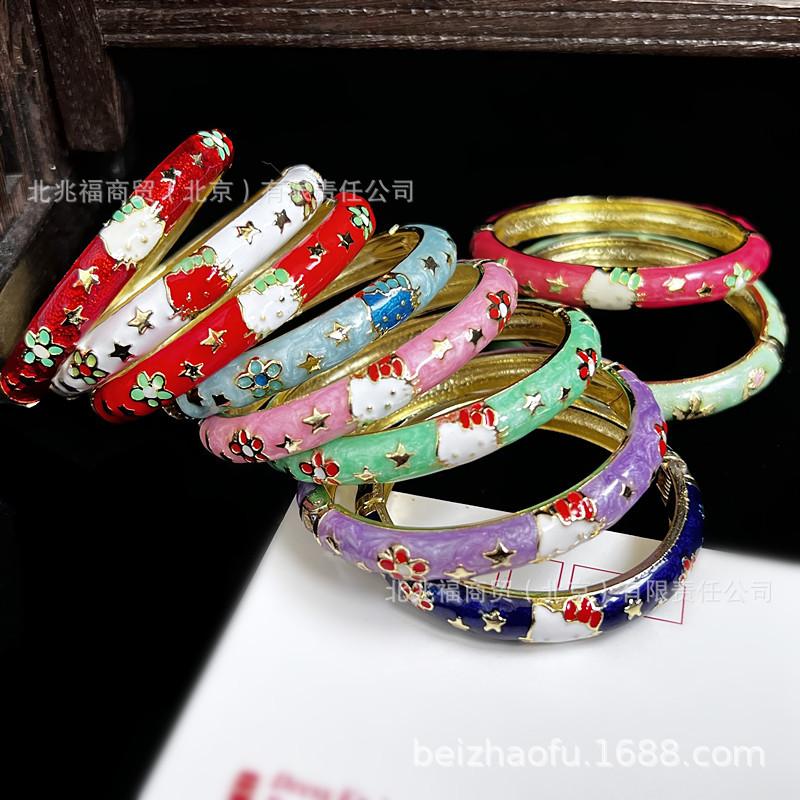 Beijing Cloisonne Bracelet Children's Vintage Enamel Open Fashion Bracelet Girl's National Fashion Bracelet Palace Museum Same Style