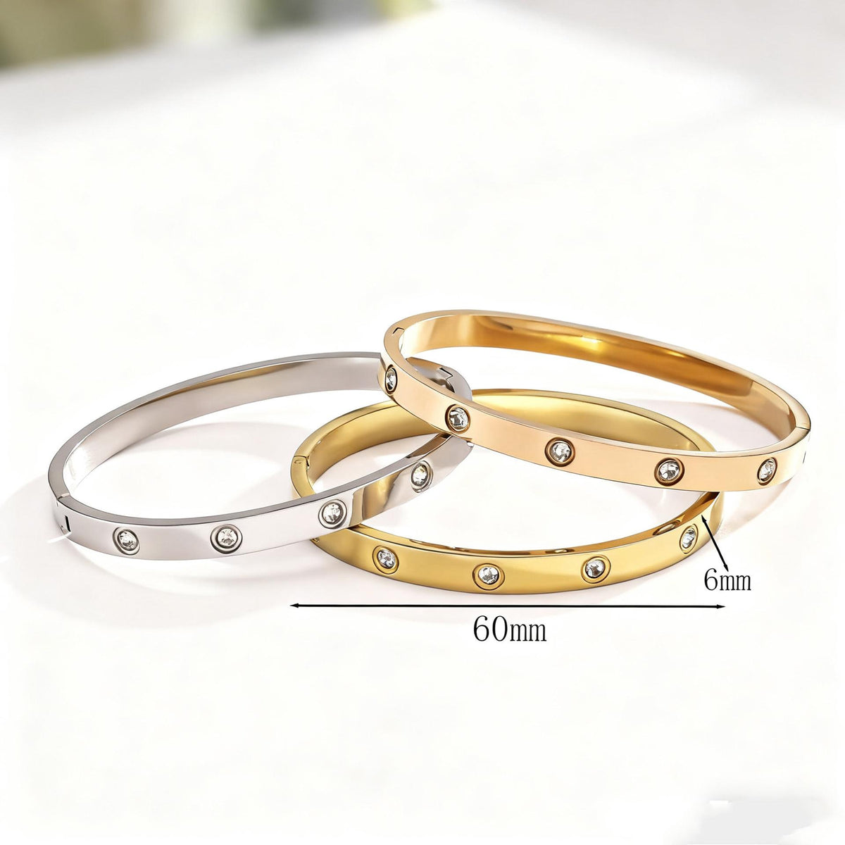 Cross-Border Non-Fading Light Luxury Fashion Stainless Steel Couple Diamond Buckle Bracelet Women's Bracelet Factory Jewelry Wholesale