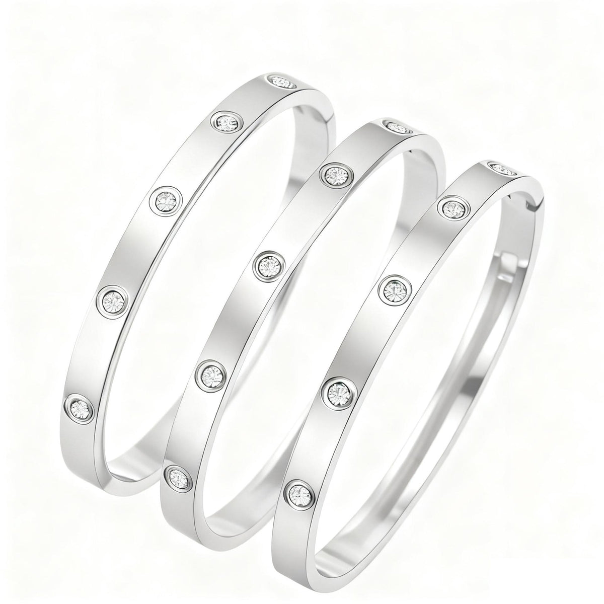 Cross-Border Non-Fading Light Luxury Fashion Stainless Steel Couple Diamond Buckle Bracelet Women's Bracelet Factory Jewelry Wholesale