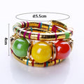 European and American Cross-Border Three-Ring Bracelet Creative Spacer Beads Elastic Snake Bone Bracelet Women's Stacked Multi-Layer Bracelet