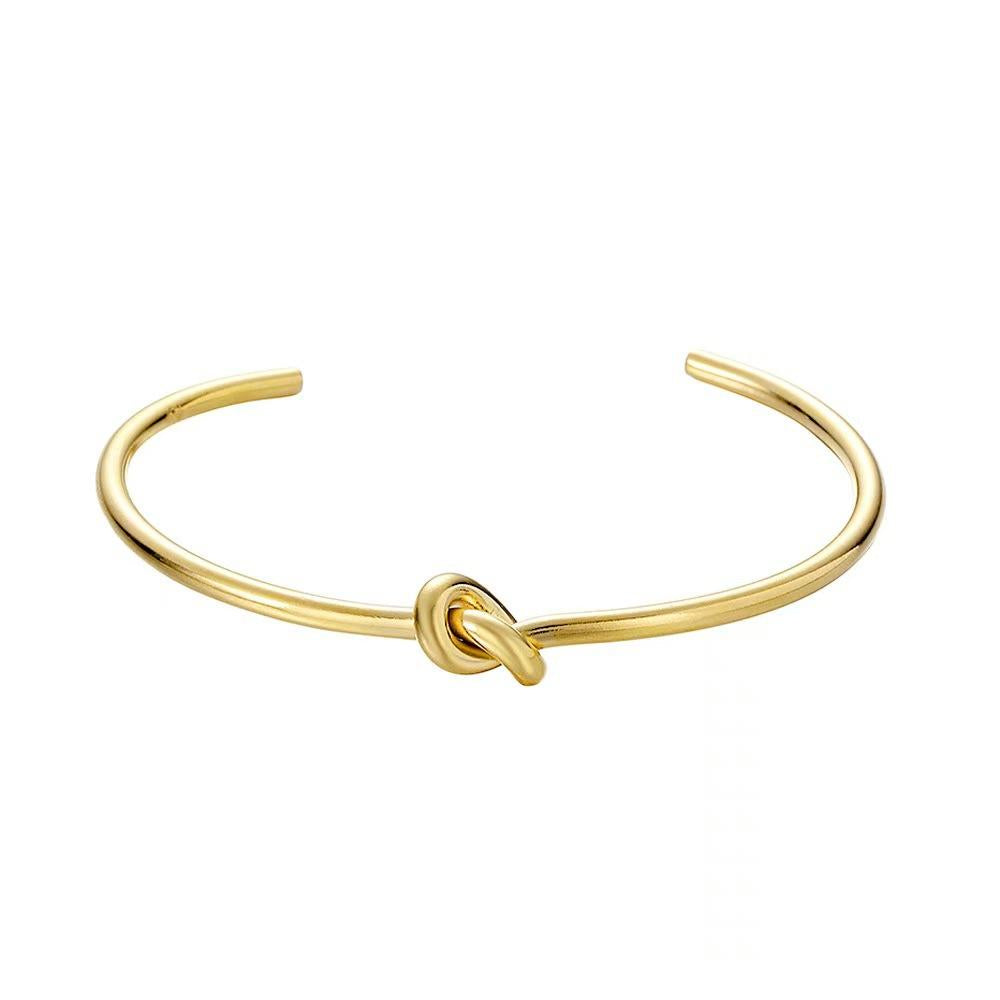 SOURCE Manufacturer Men's and Women's Open Bracelet Thick Knotted Stainless Steel Ins Style Plated 18K Gold Titanium Steel Bracelet