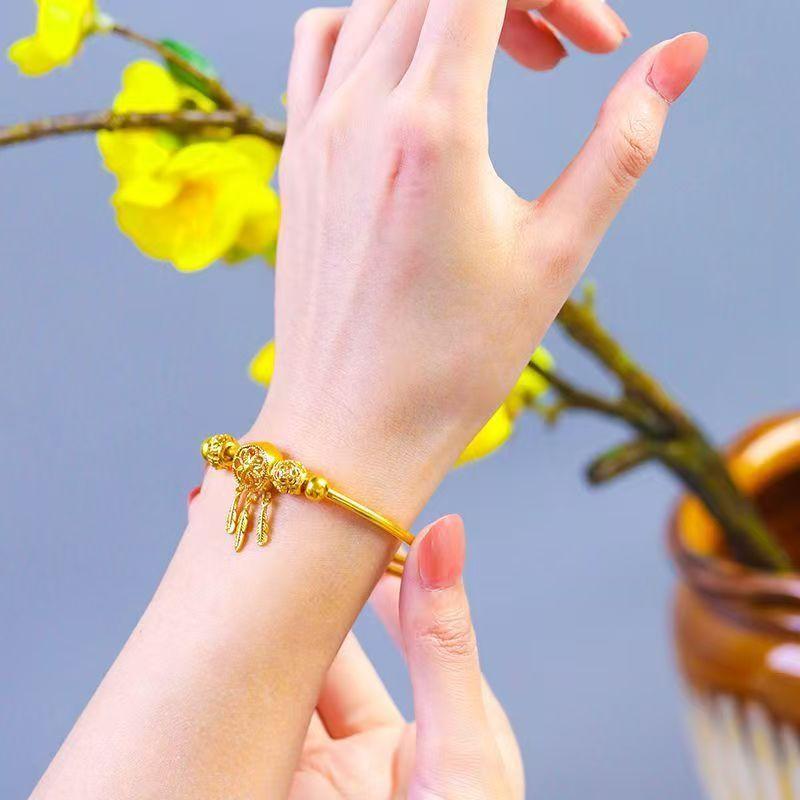 [High Quality] Dream Catcher Sand Gold Bracelet Female Online Popular Simple Cold Wind Push-Pull Bracelet All-Match