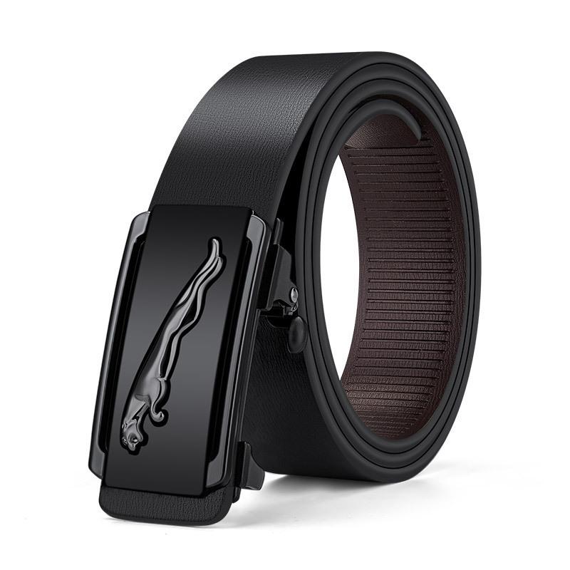Men's Belt Toothless Inner Wear Automatic Buckle Belt Pu Simple Letter Business Casual All-Match Foreign Trade Cross-Border Hot Sale