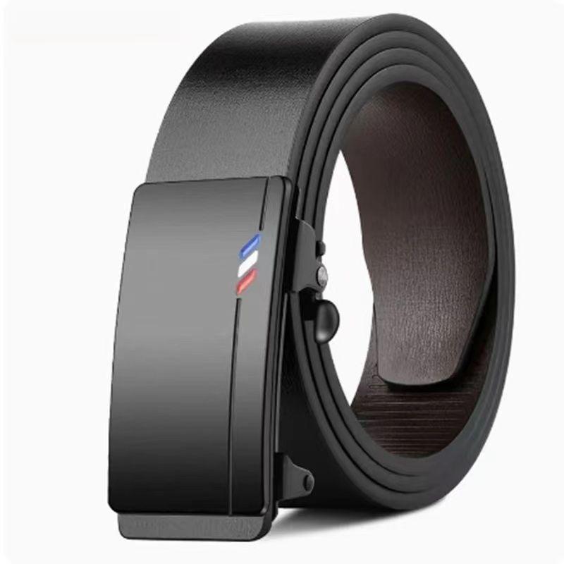 Men's Belt Toothless Inner Wear Automatic Buckle Belt Pu Simple Letter Business Casual All-Match Foreign Trade Cross-Border Hot Sale